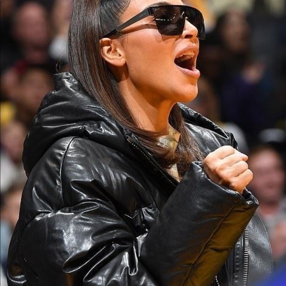 Oversize Hip Length Black Leather Puffer Jacket - Picture 5 of 13